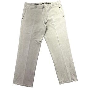 Tommy Bahama Mens Chino Pants Beige Gray Sz 34 Fits‎ 35" Silk Blend Summer Comfy